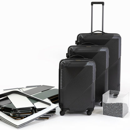 製造過程で生まれる材料をリサイクルし本体に100%使用したハードタイプのスーツケース（キャリーケース）「グライド100%リサイクルシェルスーツケース」3サイズ